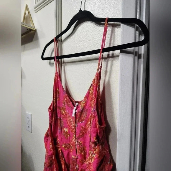 Free People Hot Tropics Pink Wide Leg Jumpsuit Size 8 Tropical Summer Vacation - Picture 6 of 10